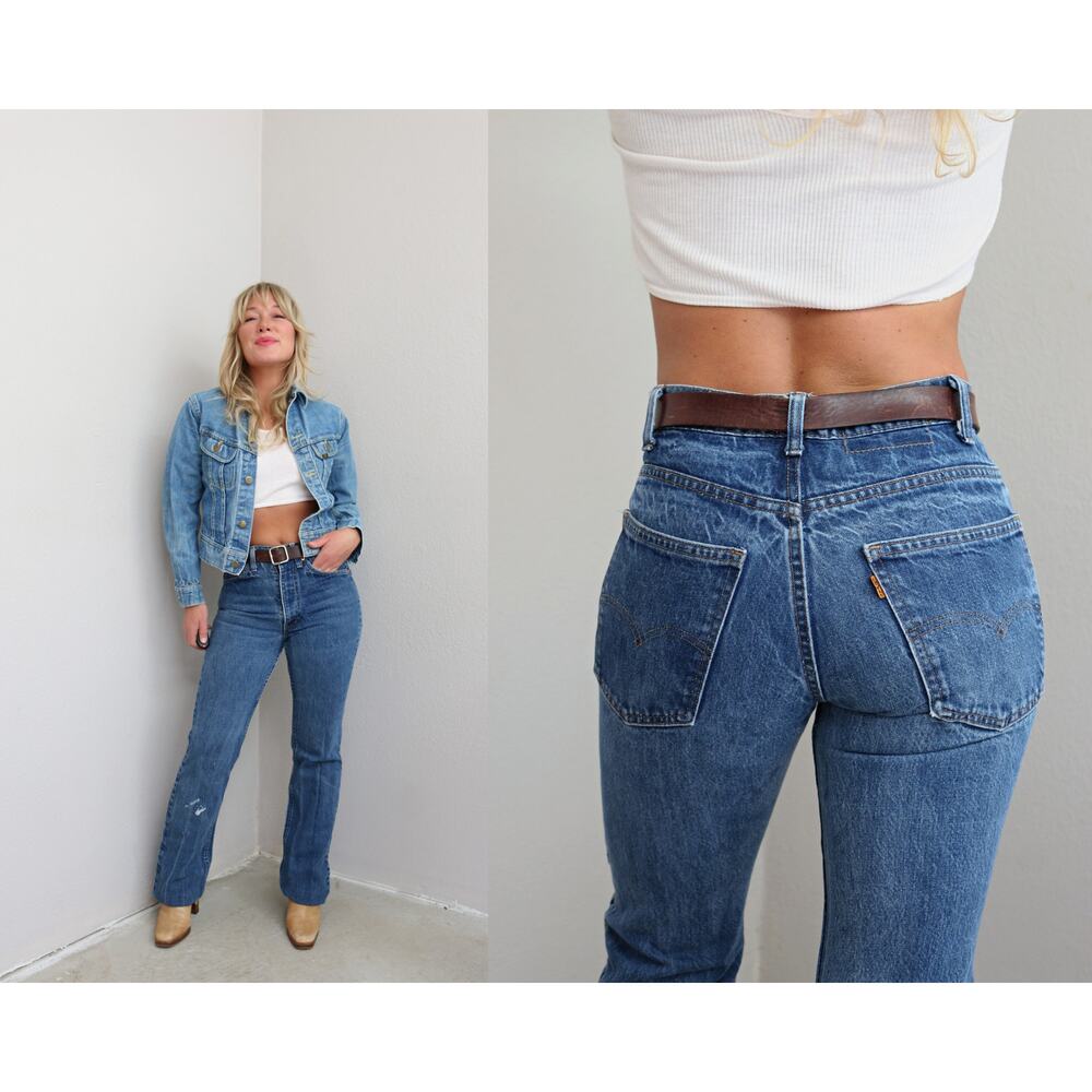 1980's Vintage Faded Wash Levi's 517 Boot Cut Jeans ~Women's XS SM 28" 29" Waist